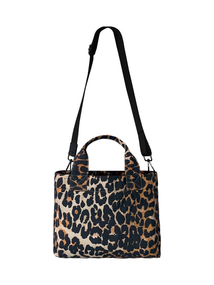 Askılı Leopar Desen Mini Tote Çanta - Görsel 3