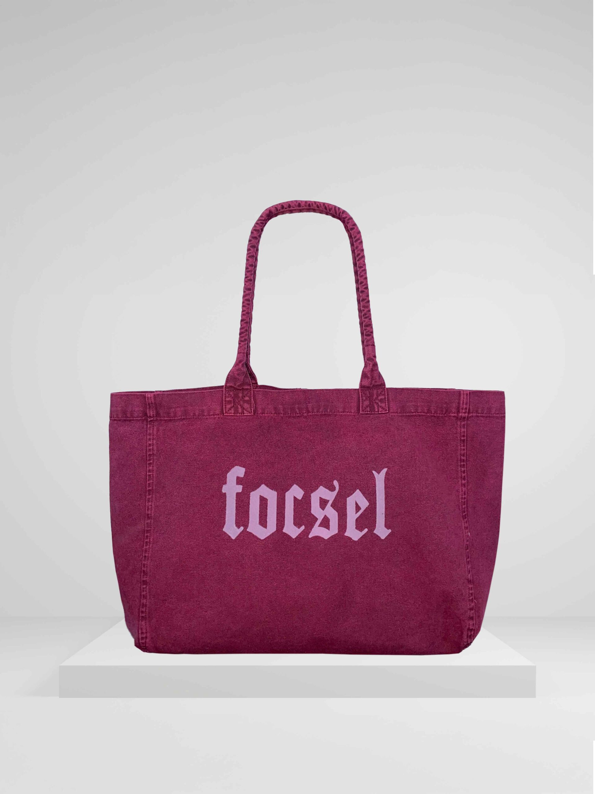Bordo Büyük Boy Logo Baskılı Tote Çanta
