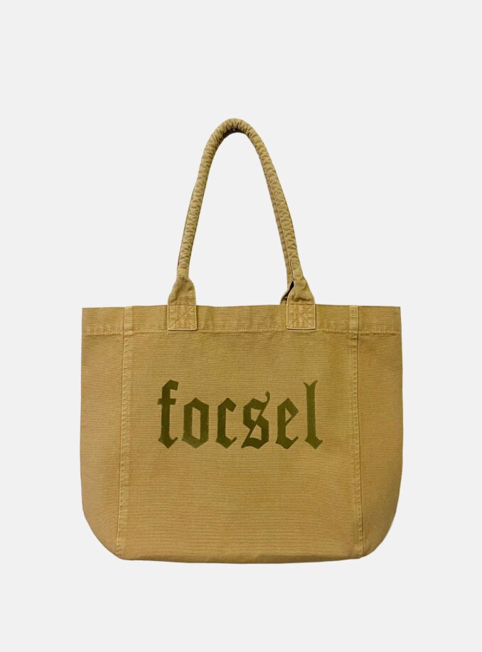 Orta Boy Sarı Logo Baskılı Tote Çanta